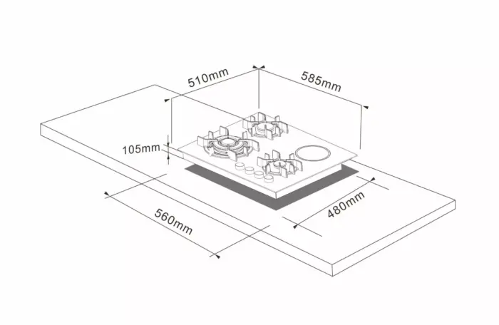 Medidas de Tope de-Cocina Flexi 60 Vetrux